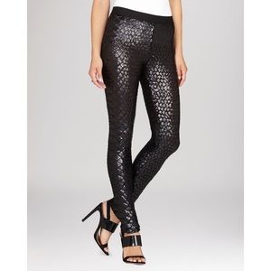 BCBGMaxAzria Dana Snake Sequin Sheer Legging Black